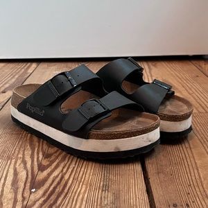 Platform Black & White Birkenstocks Size 36